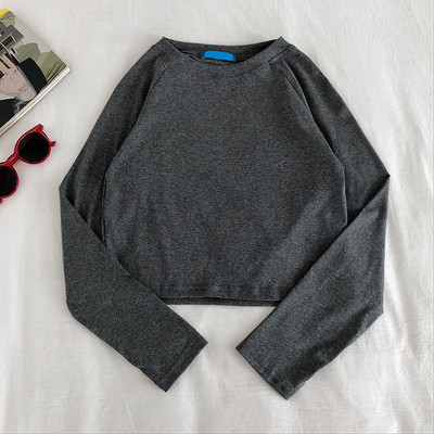 Еластична дамска блуза с дълъг ръкав-изчистен модел