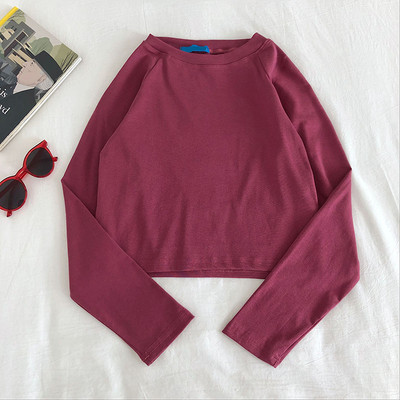 Еластична дамска блуза с дълъг ръкав-изчистен модел