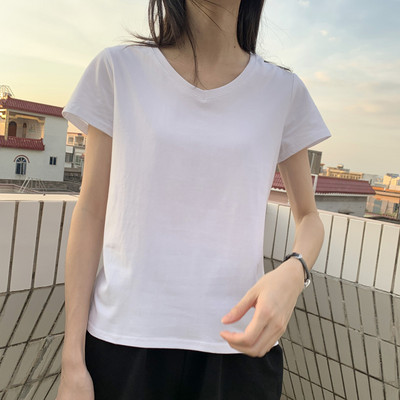 Дамска ежедневна блуза с къс ръкав в бял цвят