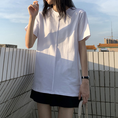 Дамска ежедневна блуза с къс ръкав в бял цвят