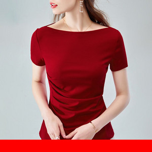 Модерна дамска блуза с овално деколте и 3/4 ръкав