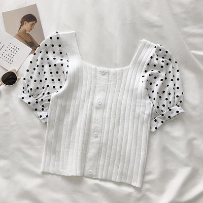 Дамска блуза с квадратно деколте и буфан ръкави