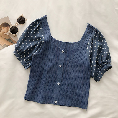 Дамска блуза с квадратно деколте и буфан ръкави