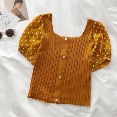 Дамска блуза с квадратно деколте и буфан ръкави