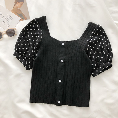 Дамска блуза с квадратно деколте и буфан ръкави