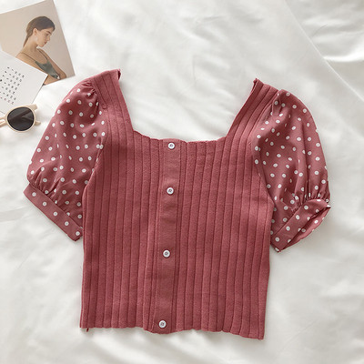 Дамска блуза с квадратно деколте и буфан ръкави