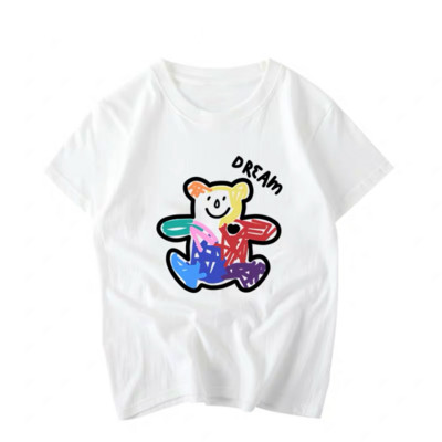 Ежедневна дамска тениска с цветна апликация - широк модел