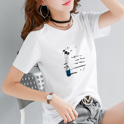 Дамска ежедневна тениска с цветна апликация - няколко модела