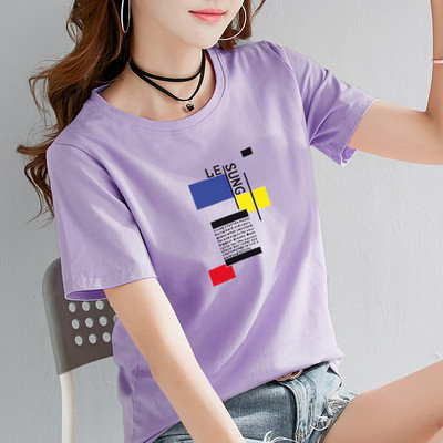 Дамска ежедневна тениска с цветна апликация - няколко модела