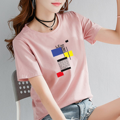 Дамска ежедневна тениска с цветна апликация - няколко модела