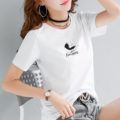 Дамска ежедневна тениска с цветна апликация - няколко модела