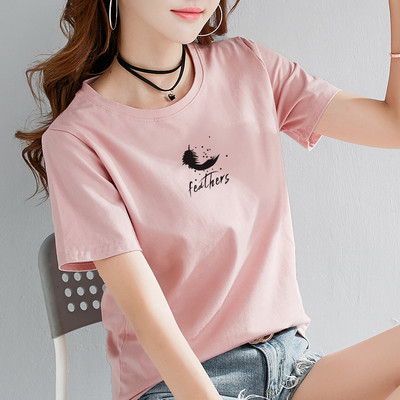 Дамска ежедневна тениска с цветна апликация - няколко модела