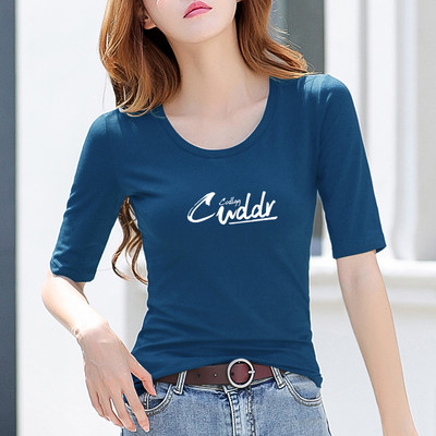 Нов модел дамска блуза с обло деколте и щампа