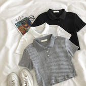 Нова модел  дамска тениска с яка и копчета