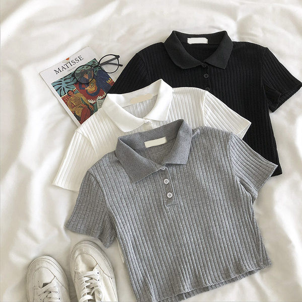 Нова модел  дамска тениска с яка и копчета