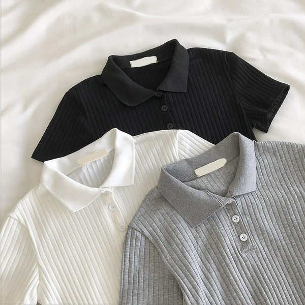 Нова модел  дамска тениска с яка и копчета