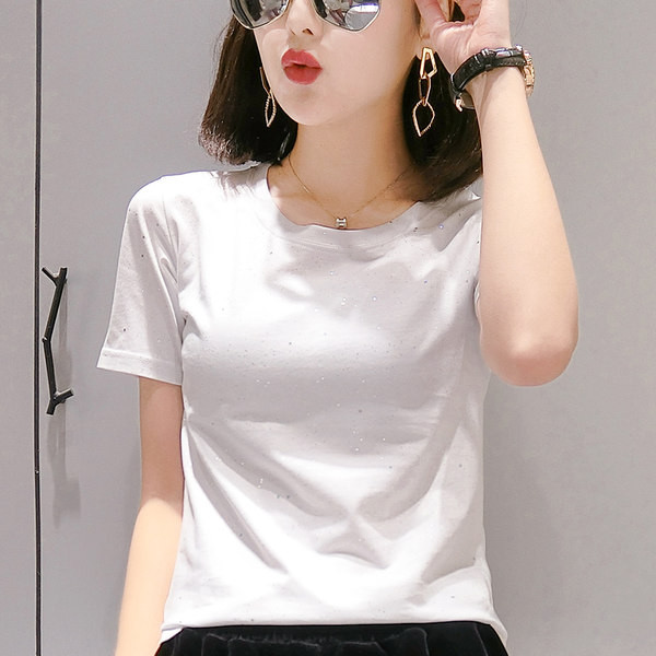 Bluză de damă cu particule strălucitoare și decolteu rotund