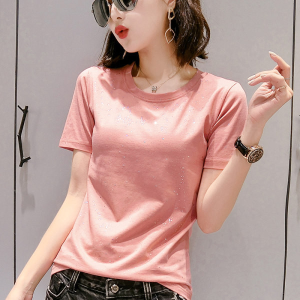 Bluză de damă cu particule strălucitoare și decolteu rotund