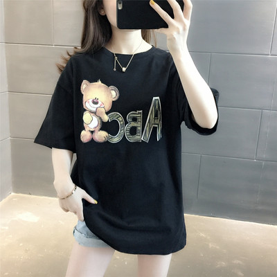 Ежедневна дамска тениска с апликация мече 