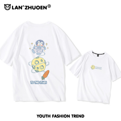 Дамска широка тениска с къс ръкав и щампа