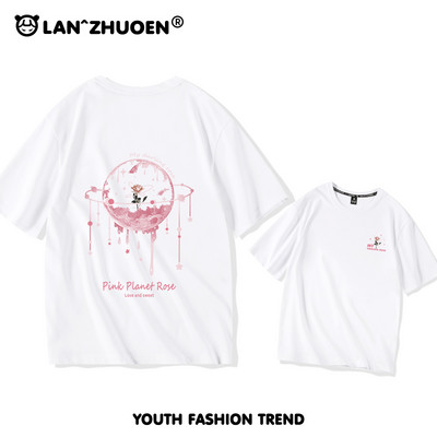 Дамска широка тениска с къс ръкав и щампа