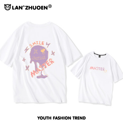 Дамска широка тениска с къс ръкав и щампа