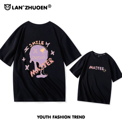 Дамска широка тениска с къс ръкав и щампа