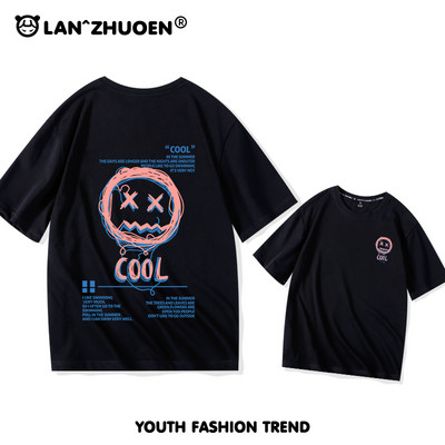 Дамска широка тениска с къс ръкав и щампа