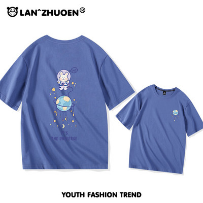 Дамска широка тениска с къс ръкав и щампа