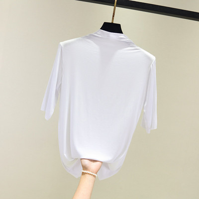 Ежедневна дамска блуза с висока яка в няколко цвята