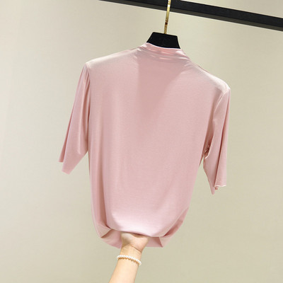 Ежедневна дамска блуза с висока яка в няколко цвята