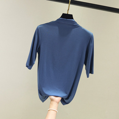 Ежедневна дамска блуза с висока яка в няколко цвята