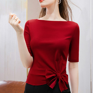 Дамска ежедневна блуза с овално деколте и 3/4 ръкави в няколко цвята