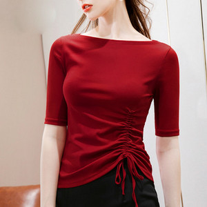 Дамска ежедневна блуза с овално деколте и 3/4 ръкави в няколко цвята