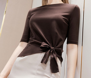 Дамска ежедневна блуза с овално деколте и 3/4 ръкави в няколко цвята