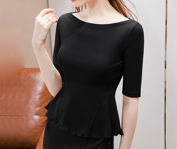 Дамска ежедневна блуза с овално деколте и 3/4 ръкави в няколко цвята