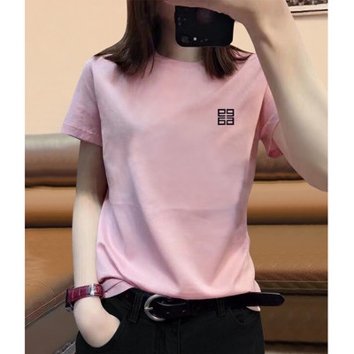 Дамска тениска с апликация и овално деколте в няколко цвята