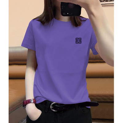 Дамска тениска с апликация и овално деколте в няколко цвята