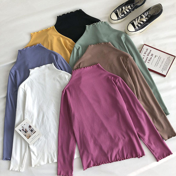 Дамска блуза с дълъг ръкав и поло яка