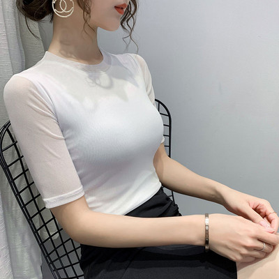 Bluză de damă modernă cu mâneci din tul în mai multe culori