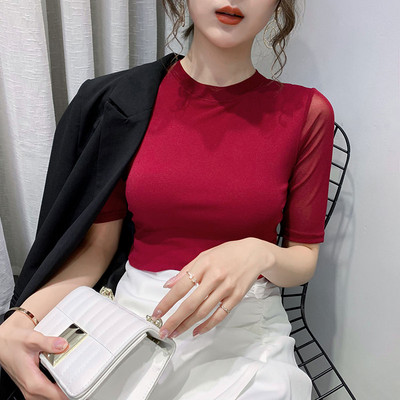 Bluză de damă modernă cu mâneci din tul în mai multe culori