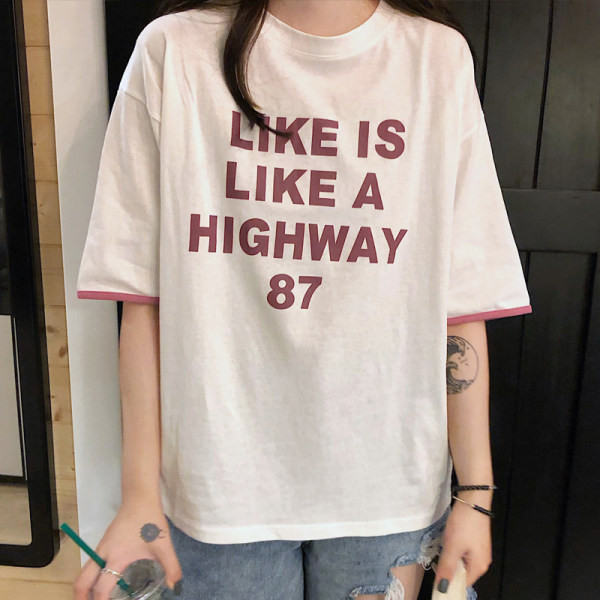 Дамска ежедневна широка блуза с надпис 