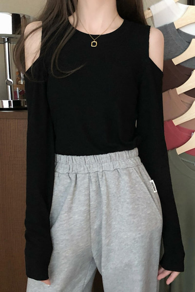 Bluza casual dama model nou cu decolteu rotund si umerii goi