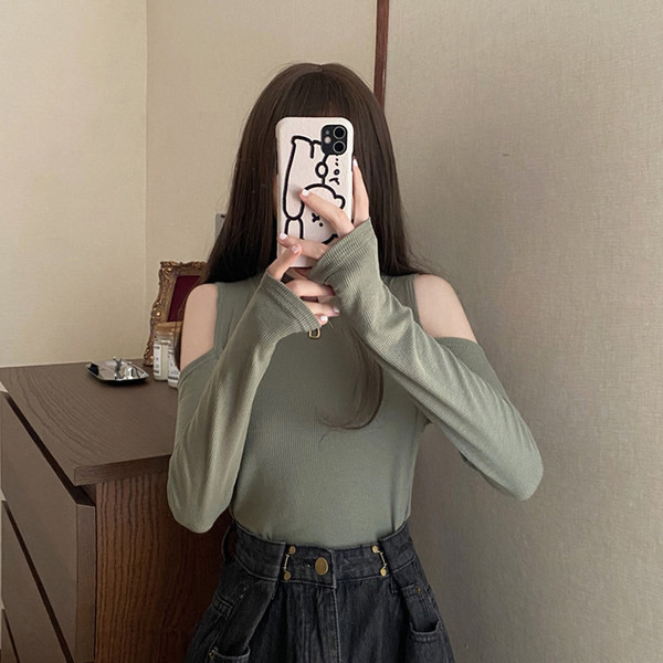 Bluza casual dama model nou cu decolteu rotund si umerii goi