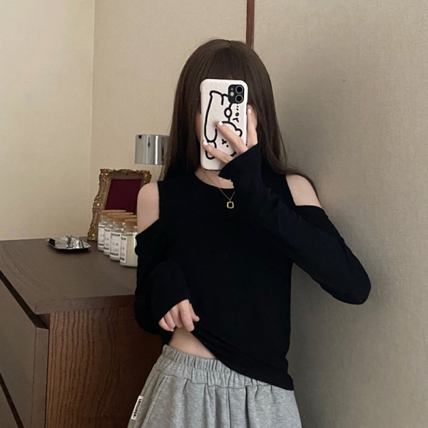 Bluza casual dama model nou cu decolteu rotund si umerii goi