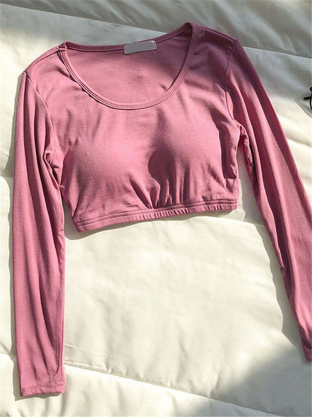 Дамска къса блуза с дълъг ръкав и подплънки