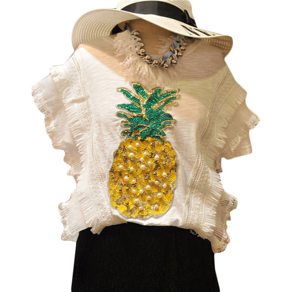 Bluza de dama cu paiete si bucle in alb si negru