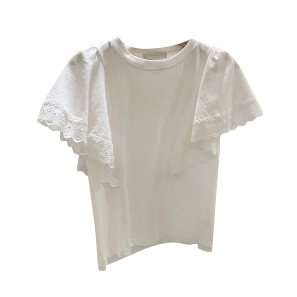 Tricou dama cu dantela si decolteu oval in alb si negru