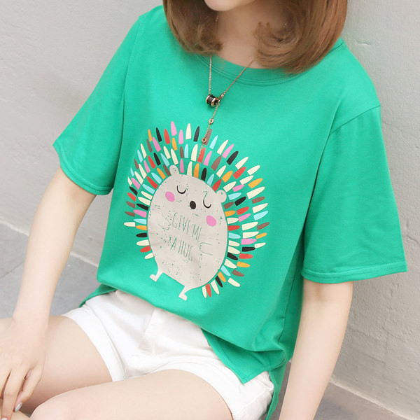 Дамска тениска с 3/4 ръкав и обло деколте