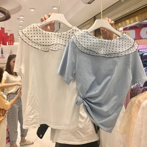 Bluză casual cu guler din tul